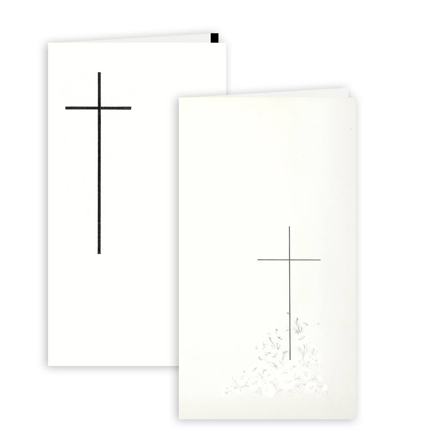 Trauerpapier mit Kreuzmotiv und Blume, Rössler Classic